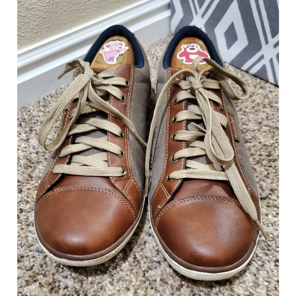 American Eagle AE Canvas Leather Lace Up Sneakers Men’s 11 Brown Casual Shoes